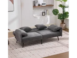 Sofá 2 lugares 167.5x73x70 cm - encosto inclinável três posições (100°–180°) - almofadas de assento macias - cinza