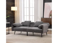 Sofá 2 lugares 167.5x73x70 cm - encosto inclinável três posições (100°–180°) - almofadas de assento macias - cinza