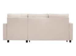 Sofá angular conversível em veludo - 3 lugares - com armazenamento, porta-copos de aço inoxidável - 205x139x87cm - Bege