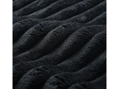 Sofá angular esquerdo de Veludo de canelura larga com 4 almofadas - 265x67x40,5cm - Preto