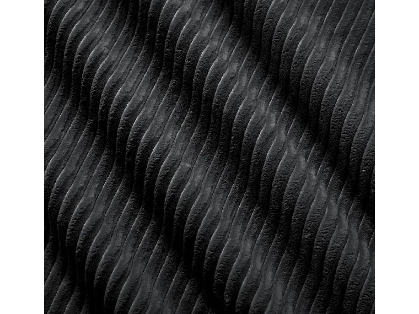 Sofá angular modular 3 lugares - de Veludo cotelê - com 3 almofadas e puff - 298x178x75cm - Preto