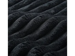 Sofá angular reto modular 307cm - de Veludo de canelura larga - 3 lugares - com 5 almofadas - Preto
