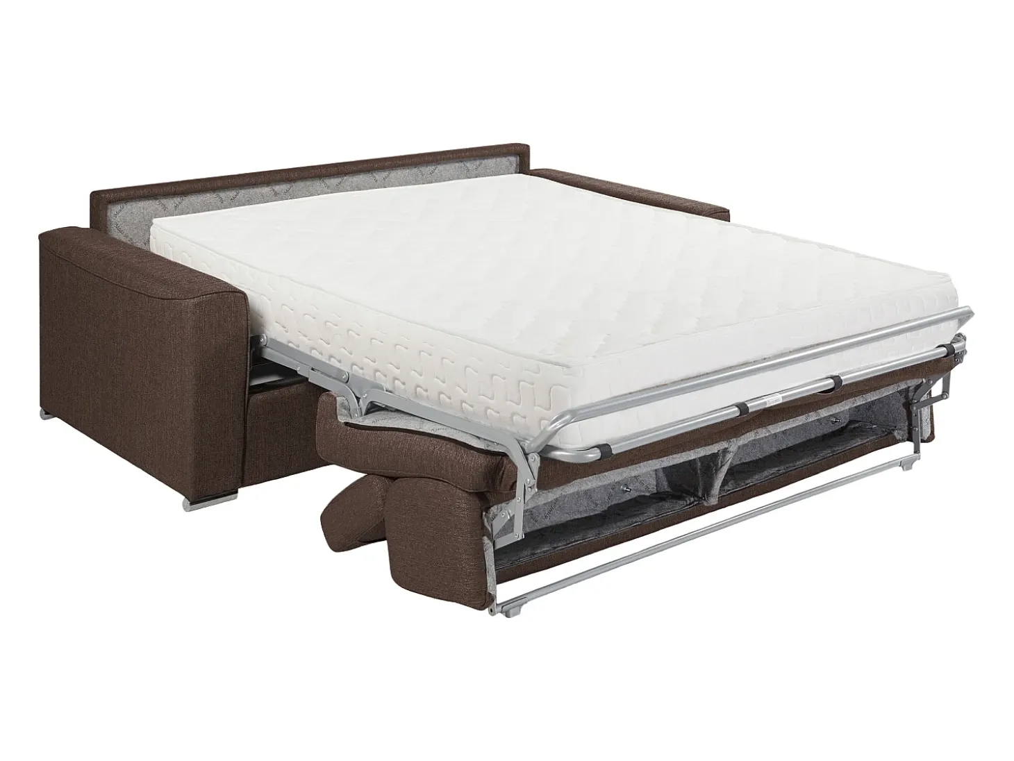 Sofá cama 2 lugares colchão de 22 cm tecido Castanho VIZIR