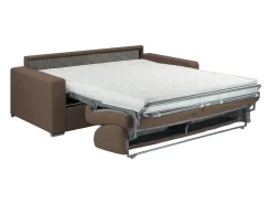 Sofá cama 4 lugares colchão de 14 cm tecido Castanho CALITO