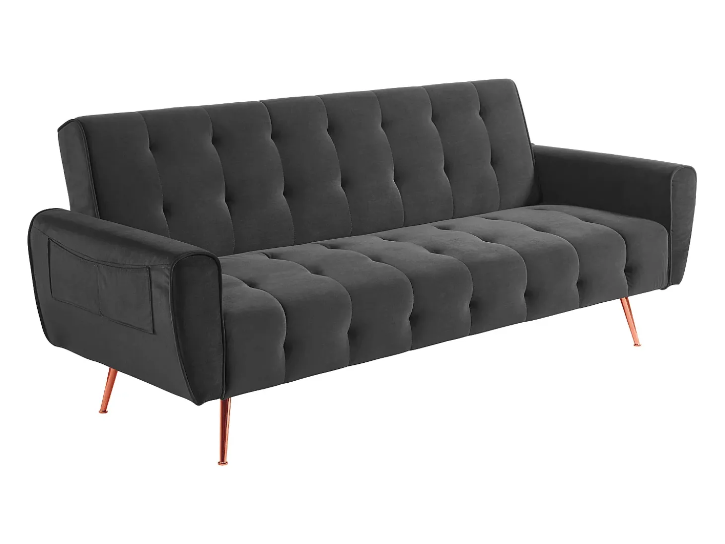 Sofá cama clic clac de 3 lugares convertível clic clac veludo Cinzento POLANI