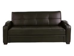 Sofá cama clic-clac pele sintética Castanho - MIRELLA