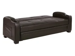 Sofá cama clic-clac pele sintética Castanho - MIRELLA