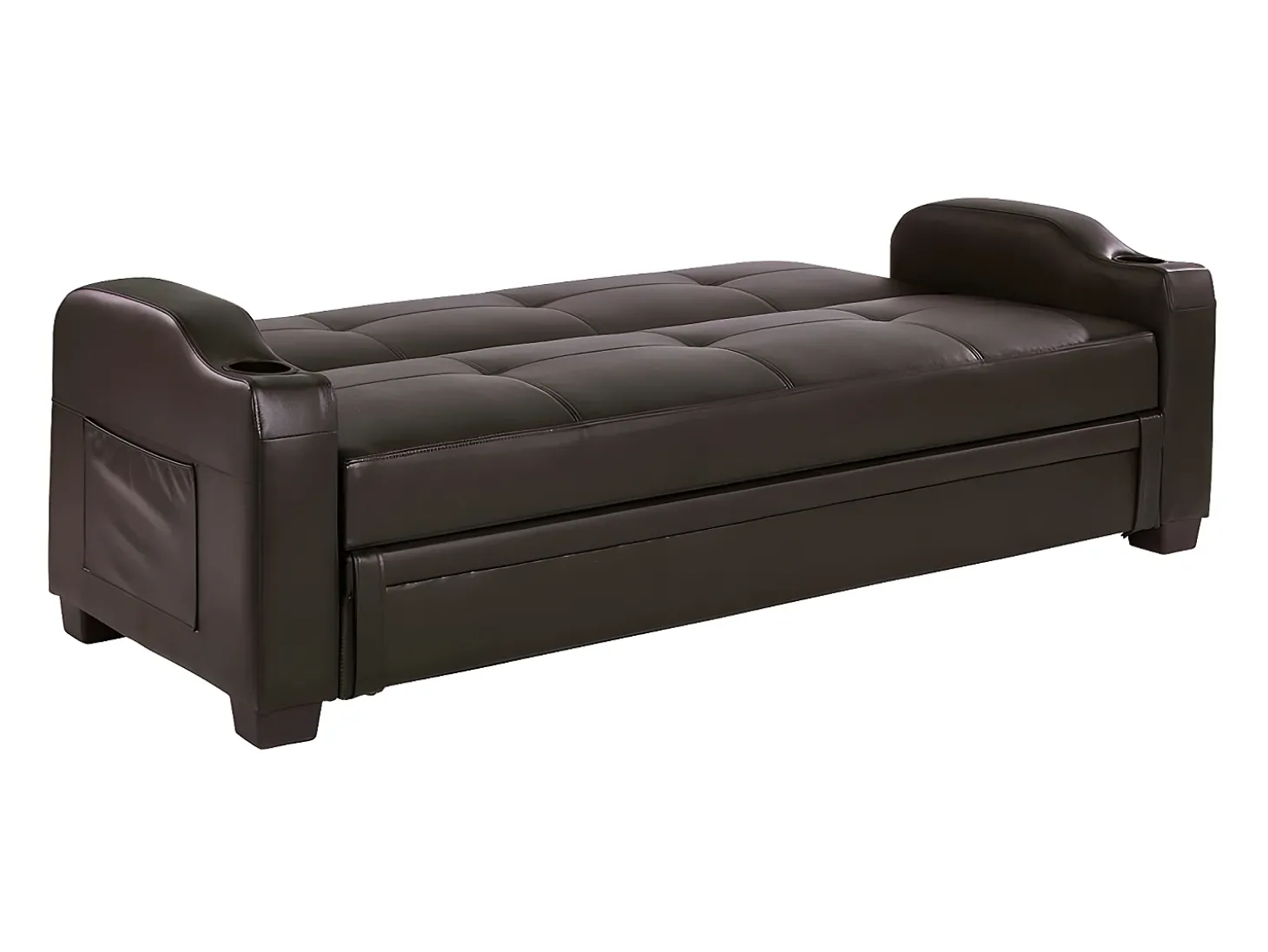 Sofá cama clic-clac pele sintética Castanho - MIRELLA