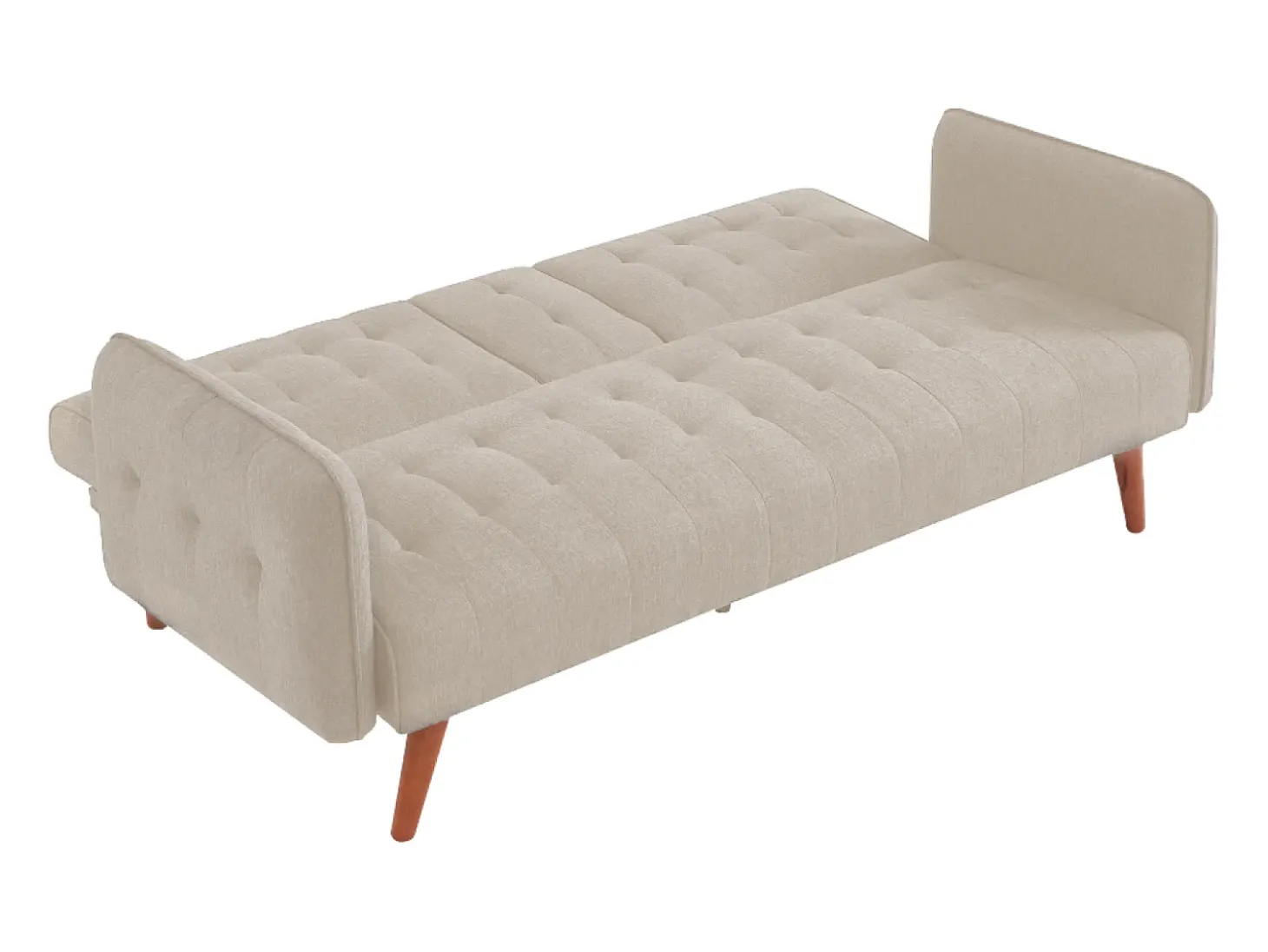 Sofá Cama Conversível 3 Lugares Bege com Mesa Central INVERNESS