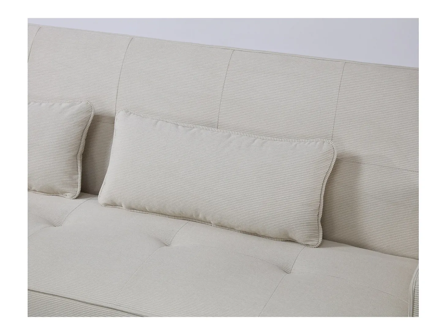 Sofá Cama Conversível 3 Lugares Veludo Cotelê Bege Copenhaga Escandinavo Confortável e Prático