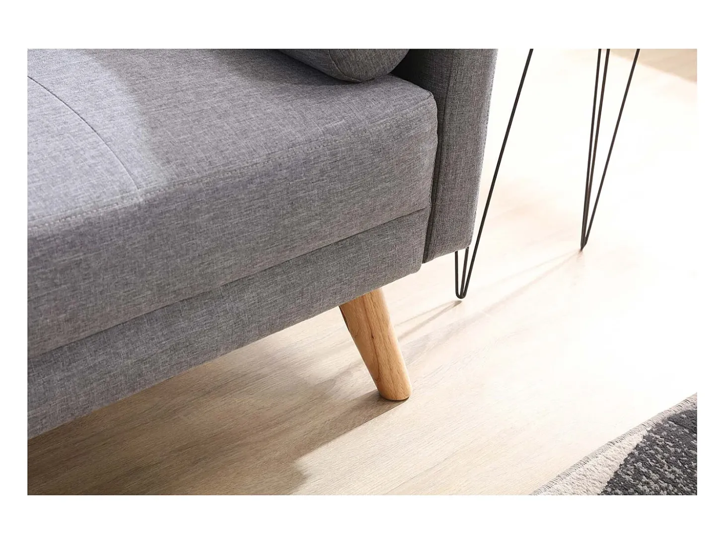 Sofá Cama Conversível Escandinavo 3 Lugares Cinza WOODEN
