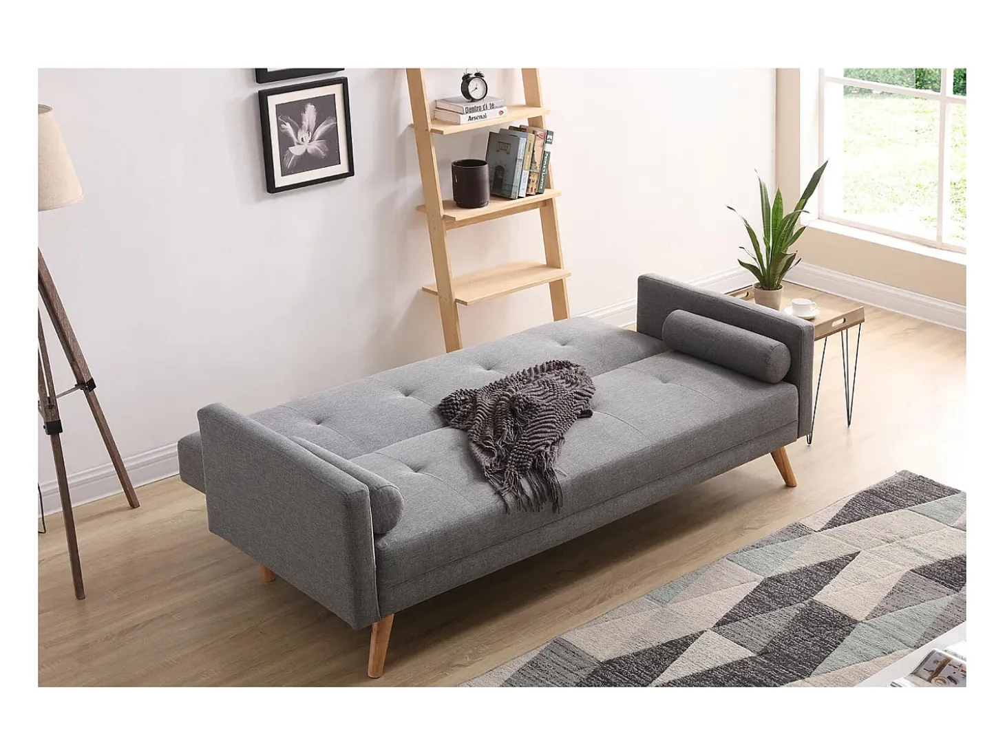 Sofá Cama Conversível Escandinavo 3 Lugares Cinza WOODEN