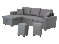 Sofá cama de canto TONY 3 lugares cinzento