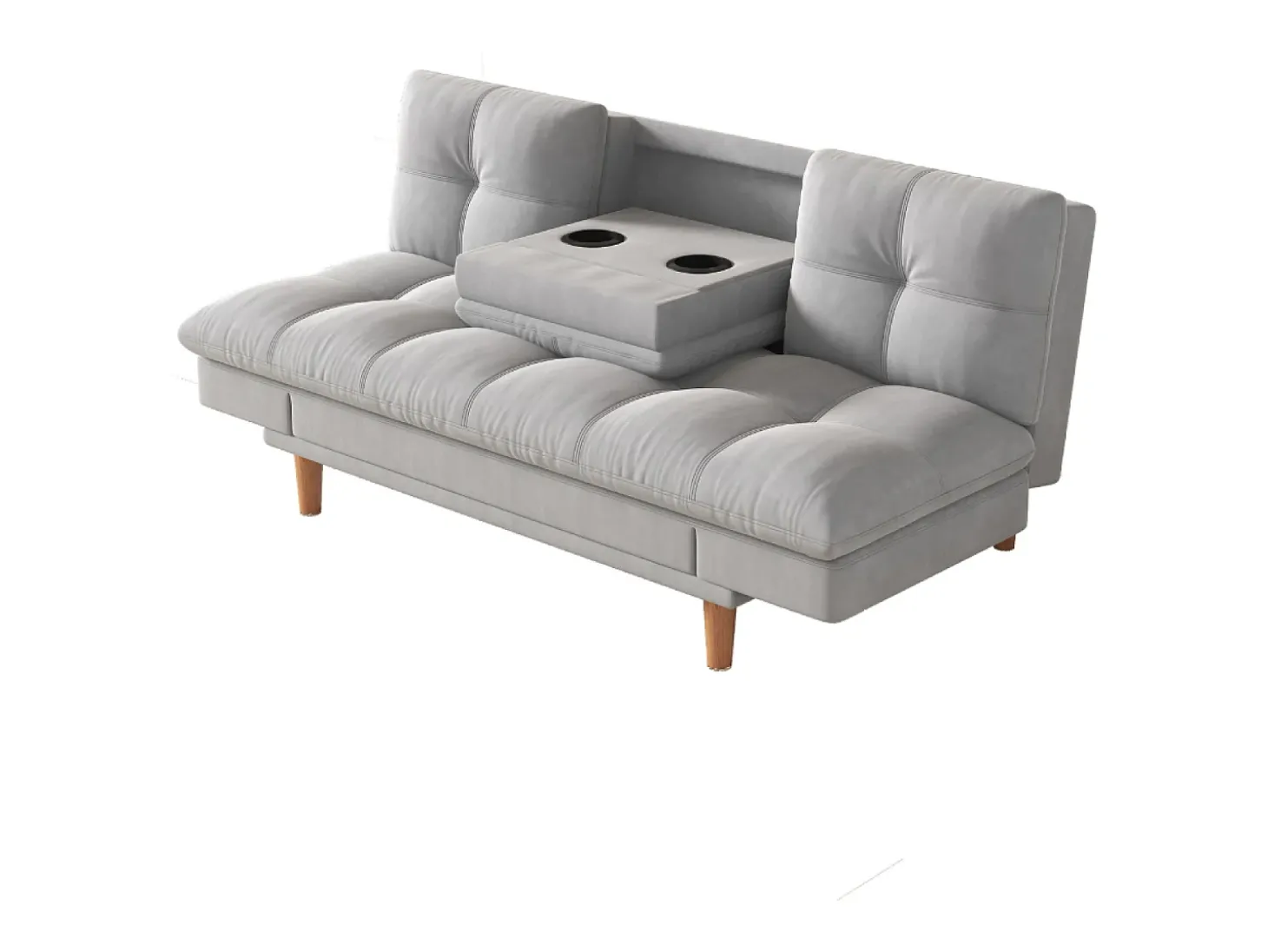 Sofá Cama Modular 3 Lugares Tecido Cinza Claro Kalmar Escandinavo Moderno