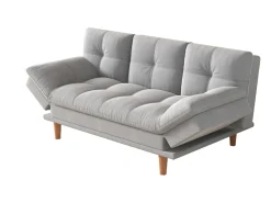 Sofá Cama Modular 3 Lugares Tecido Cinza Claro Kalmar Escandinavo Moderno