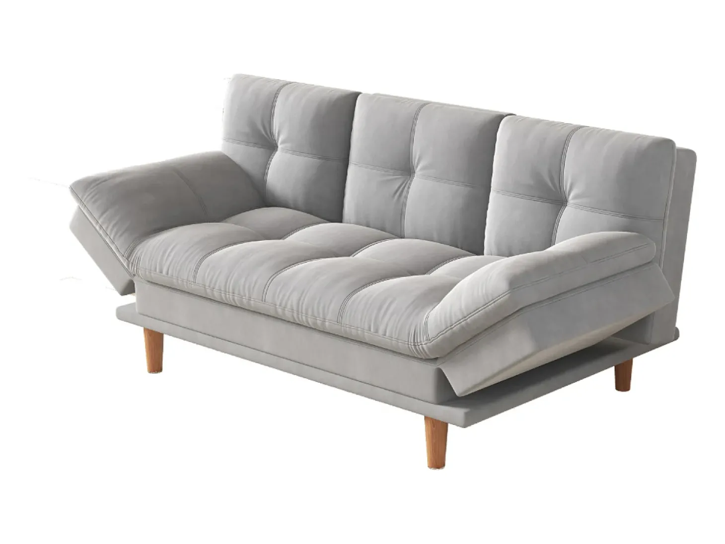 Sofá Cama Modular 3 Lugares Tecido Cinza Claro Kalmar Escandinavo Moderno