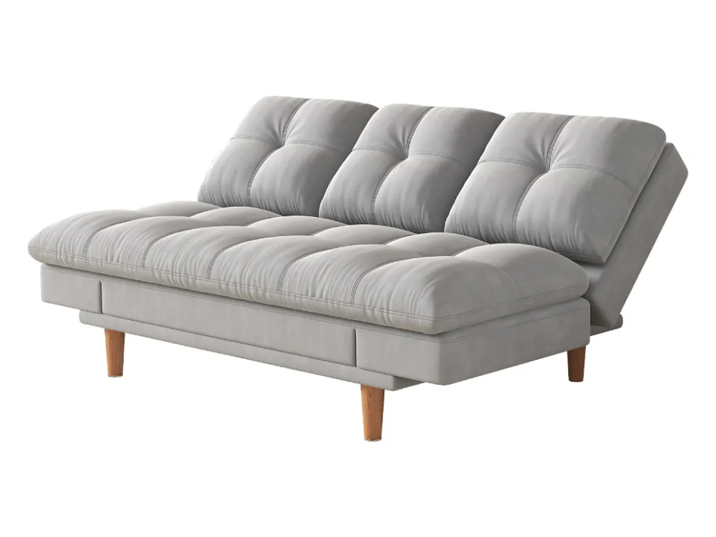 Sofá Cama Modular 3 Lugares Tecido Cinza Claro Kalmar Escandinavo Moderno