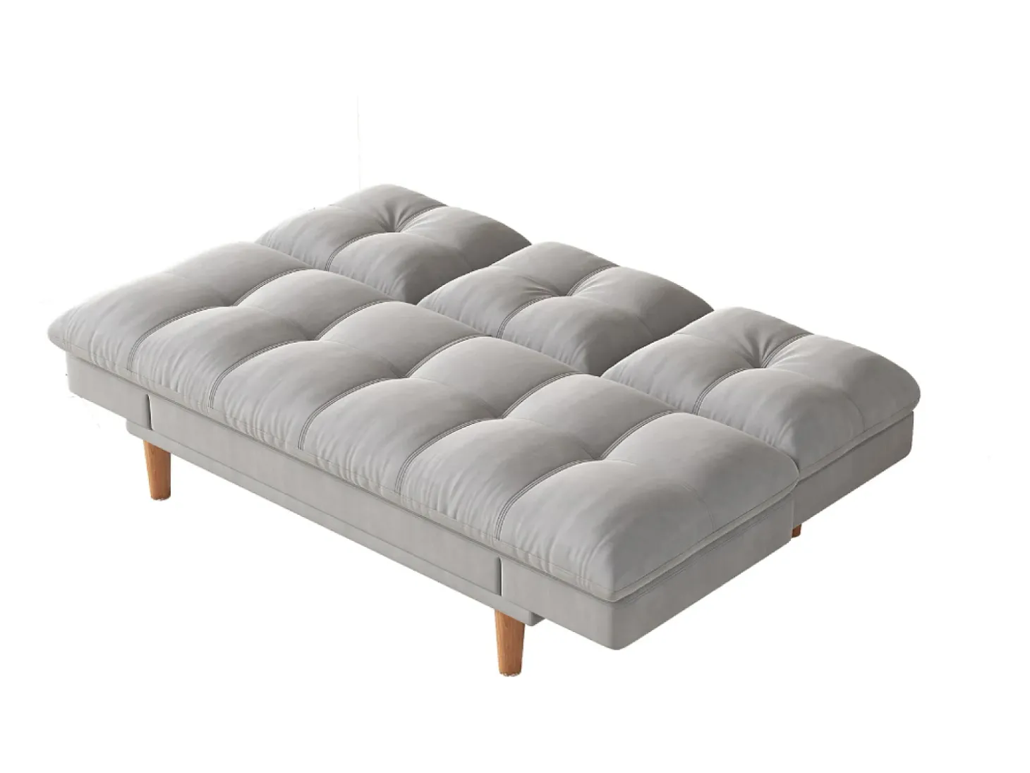 Sofá Cama Modular 3 Lugares Tecido Cinza Claro Kalmar Escandinavo Moderno