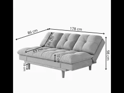 Sofá Cama Modular 3 Lugares Tecido Cinza Claro Kalmar Escandinavo Moderno