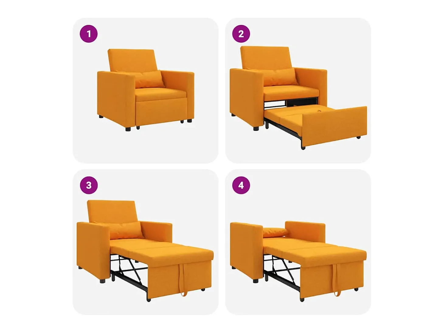 Sofá cama single Amarelo-escuro 90x165x87 cm tecido SHL521009