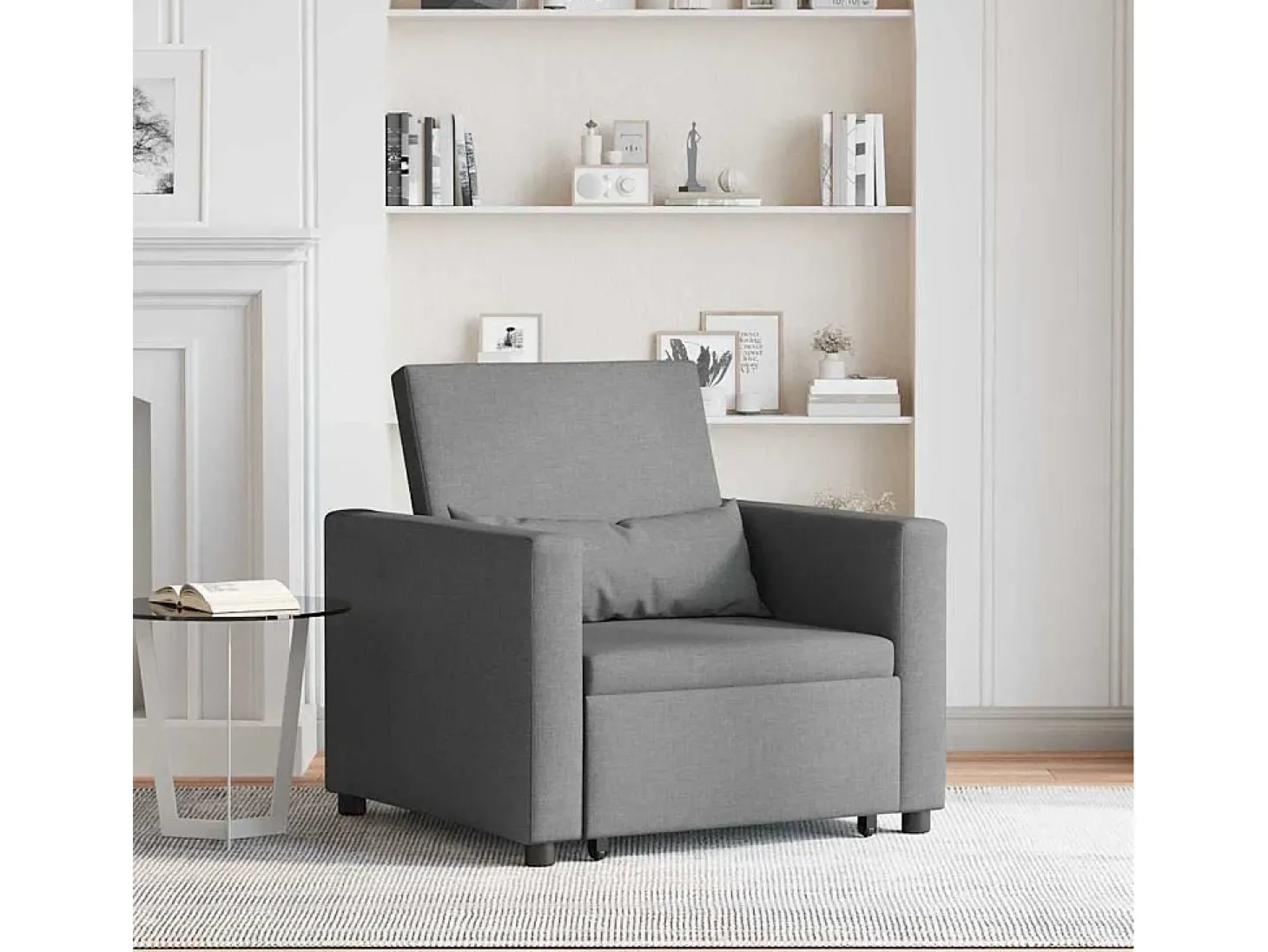 Sofá cama single Cinzento escuro 90x165x87 cm tecido SHL988782