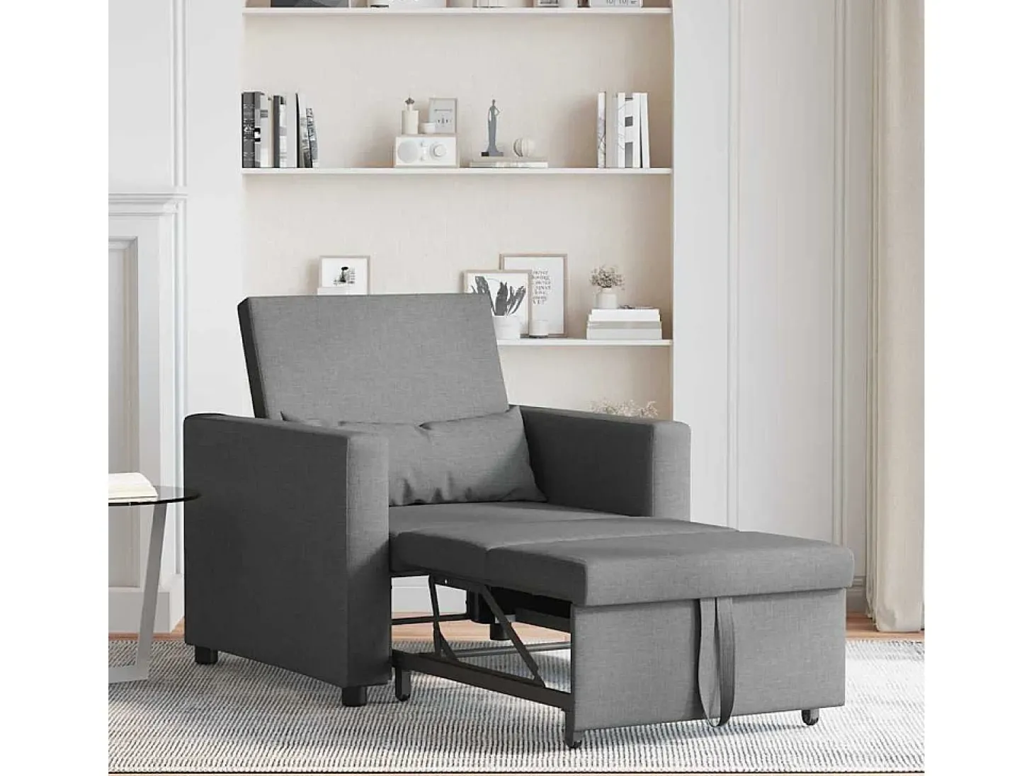 Sofá cama single Cinzento escuro 90x165x87 cm tecido SHL988782