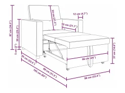 Sofá cama single com rodas Preto 90x165x87 cm tecido SHL709150