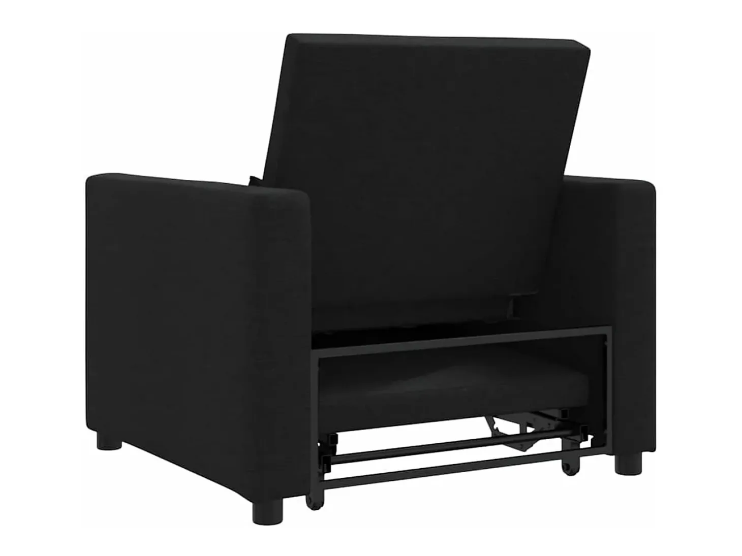 Sofá cama single com rodas Preto 90x165x87 cm tecido SHL709150