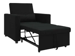 Sofá cama single com rodas Preto 90x165x87 cm tecido SHL709150