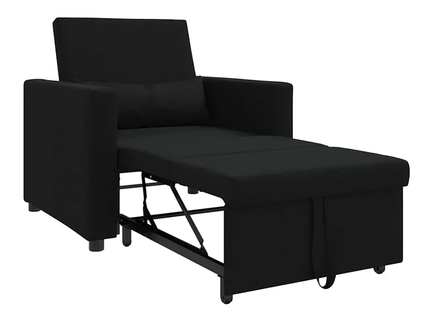 Sofá cama single com rodas Preto 90x165x87 cm tecido SHL709150