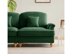 Sofá Cantinho Modular 3 Lugares em U - Chenille - Capa Removível e 2 Pufs - 272x140x93cm - Verde