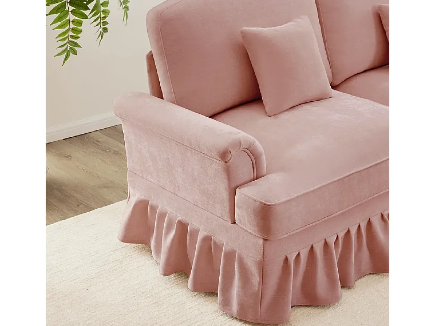 Sofá Cantinho Modular 3 Lugares em U - Chenille - Capa Removível e 2 Pufs - 272x140x93cm - Rosa