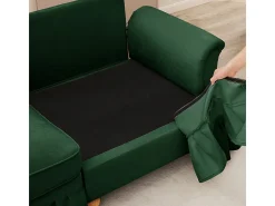 Sofá Cantinho Modular 3 Lugares Chenille - Capa Removível e Puf Móvel - 272x140x93cm - Verde