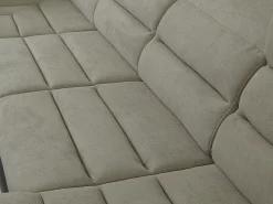 Sofá canto direito modular tecido e pele sintética bege e castanho BOILEAU