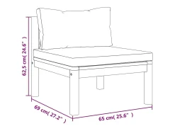Sofá centro seccional + almofadões cinza-escuro acácia maciça