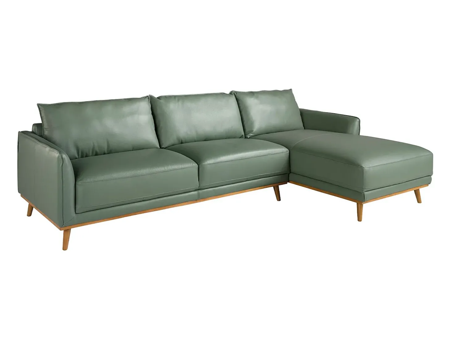 Sofá chaise longue direito em pele verde 6199 ANGEL CERDA