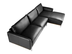 Sofá chaise longue direito em pele preta 6197 ANGEL CERDA