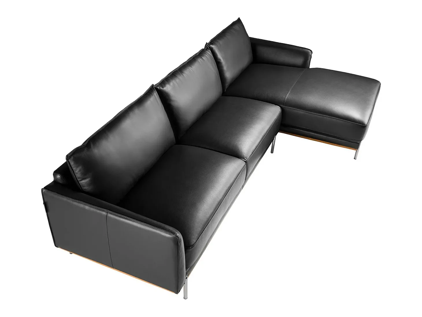 Sofá chaise longue direito em pele preta 6197 ANGEL CERDA