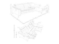 Sofá chaise longue direito em couro preto 6205 ANGEL CERDA