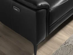 Sofá chaise longue direito em couro preto 6205 ANGEL CERDA