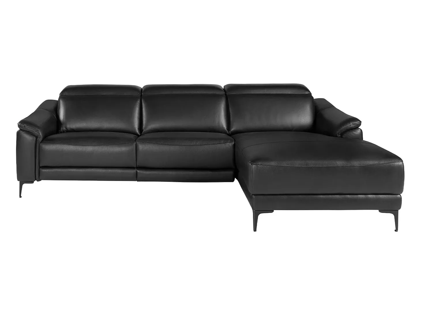 Sofá chaise longue direito em couro preto 6205 ANGEL CERDA