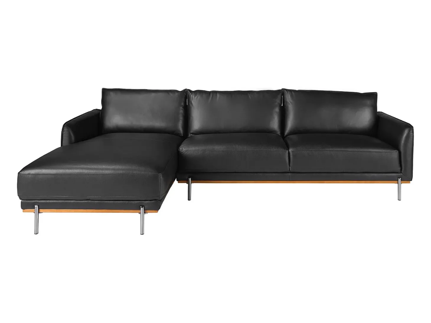 Sofá chaise longue esquerdo em pele preta 6198 ANGEL CERDA