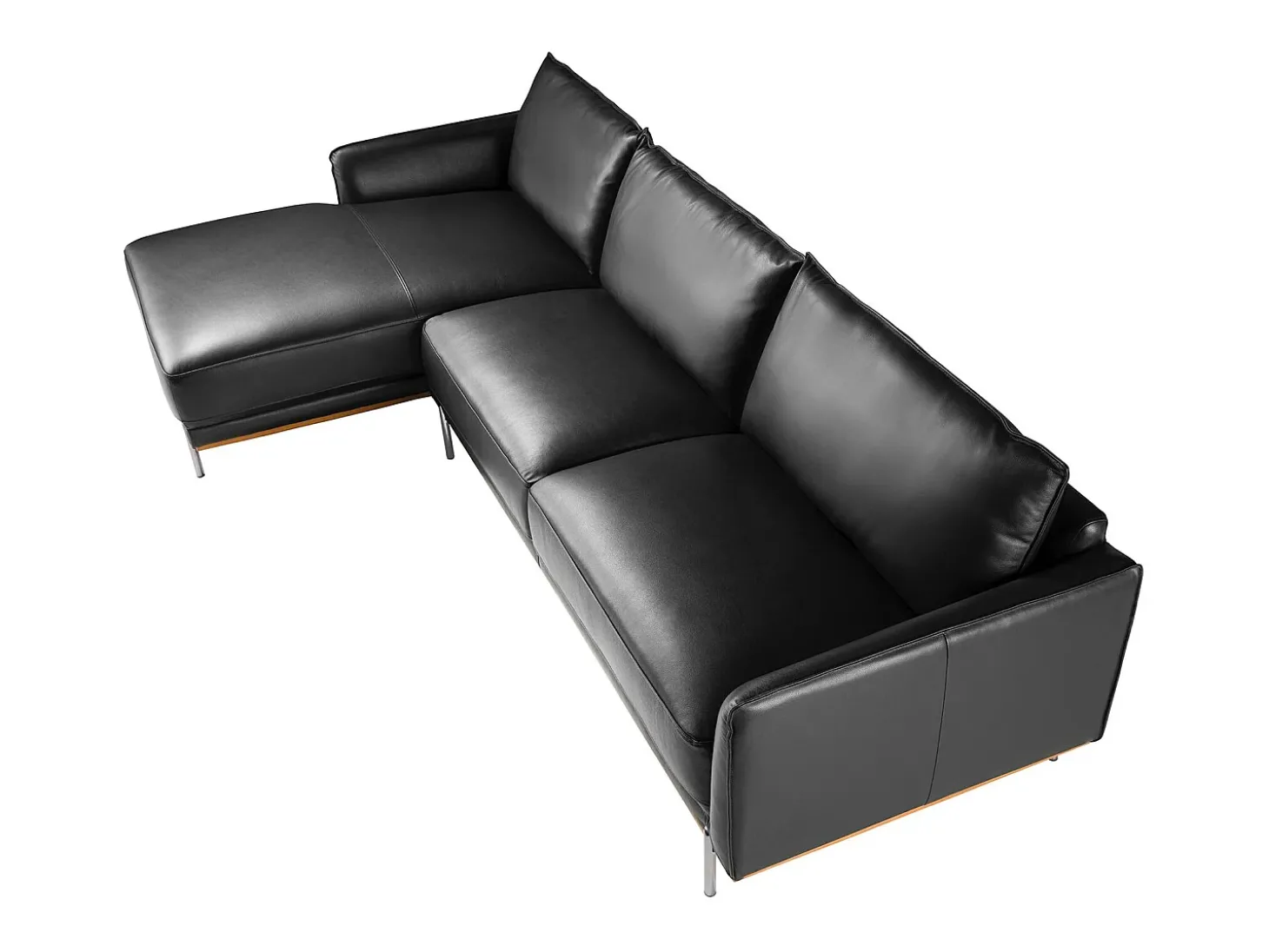 Sofá chaise longue esquerdo em pele preta 6198 ANGEL CERDA