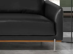 Sofá chaise longue esquerdo em pele preta 6198 ANGEL CERDA
