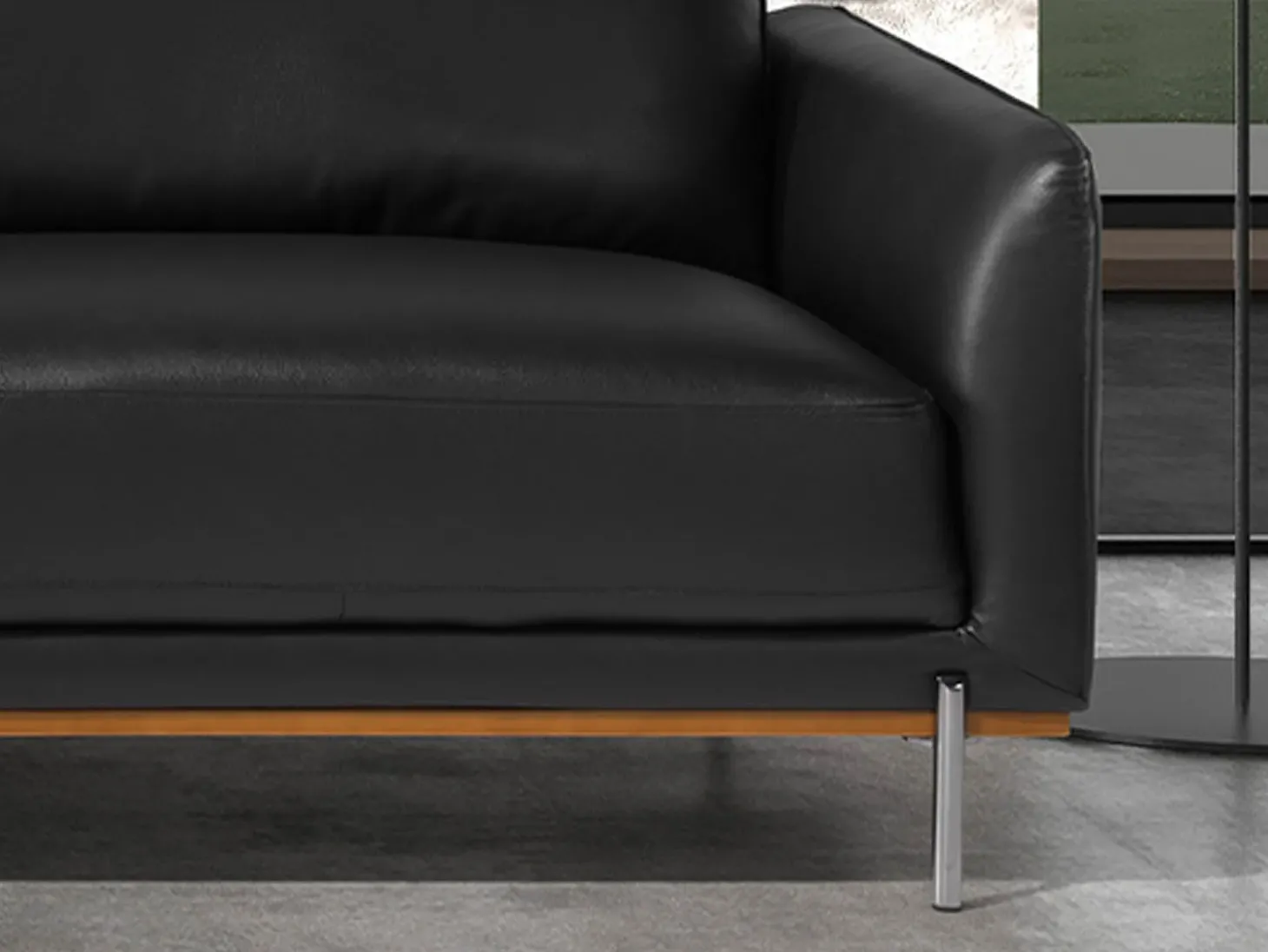 Sofá chaise longue esquerdo em pele preta 6198 ANGEL CERDA