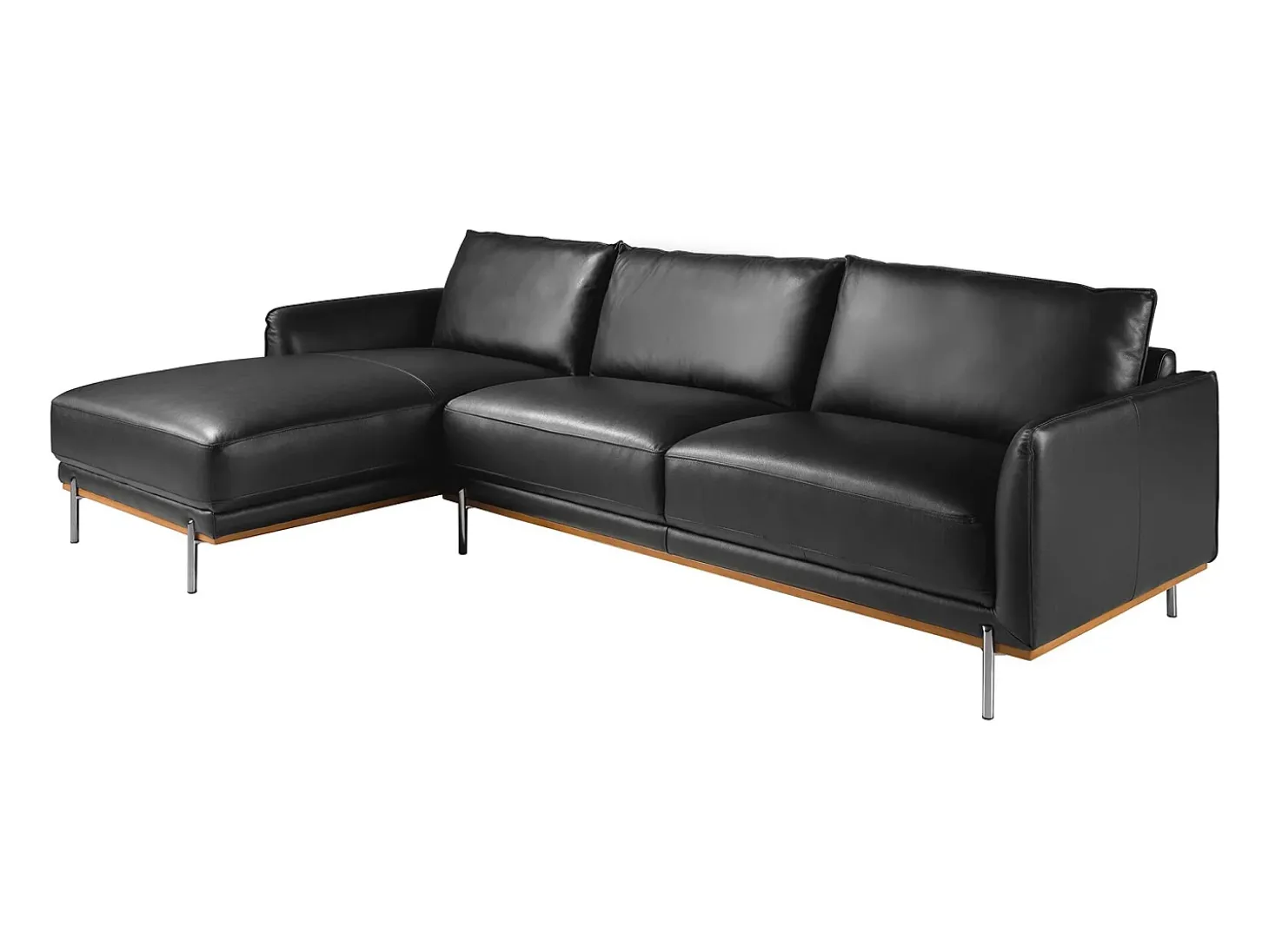 Sofá chaise longue esquerdo em pele preta 6198 ANGEL CERDA