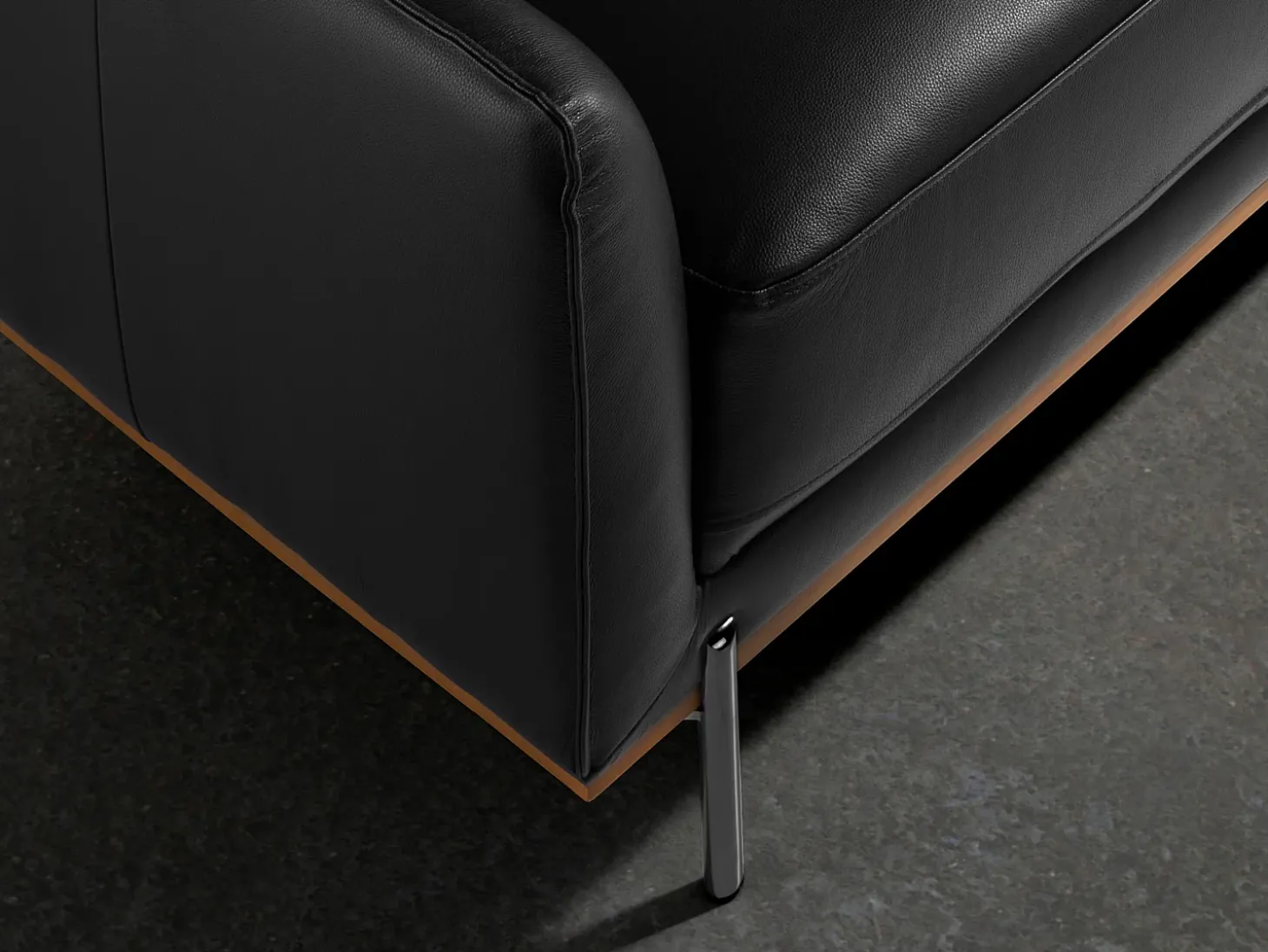 Sofá chaise longue esquerdo em pele preta 6198 ANGEL CERDA