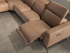 Sofá chaise longue relax modular esquerdo em pele castanha 6281 ANGEL CERDA