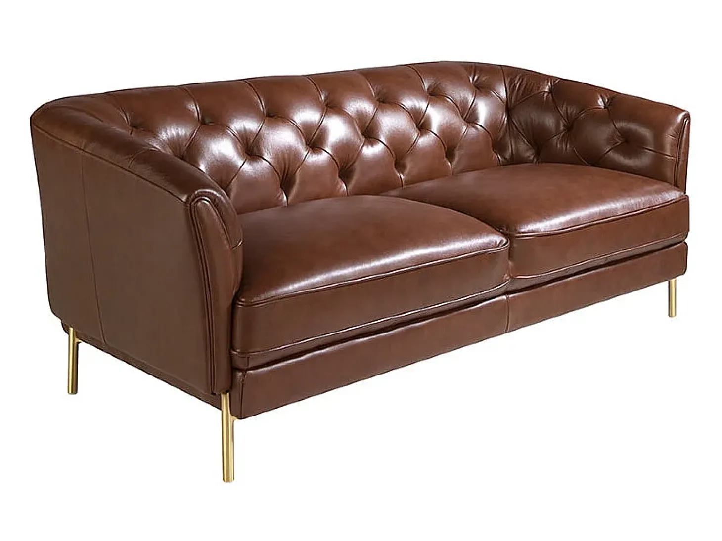 Sofá Chester 2 lugares em pele castanha cognac 6139 ANGEL CERDA