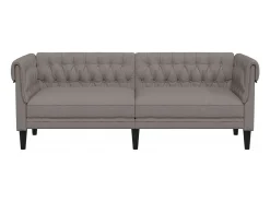 Sofá chesterfield 3 lugares tecido cinzento-acastanhado PT218921